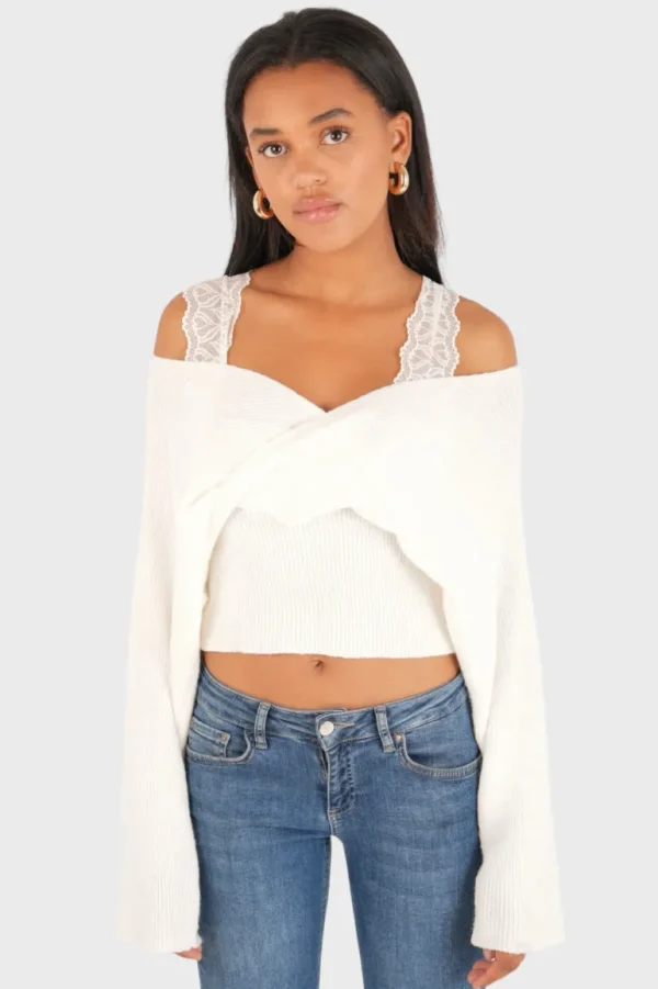 “Lace" sweater white