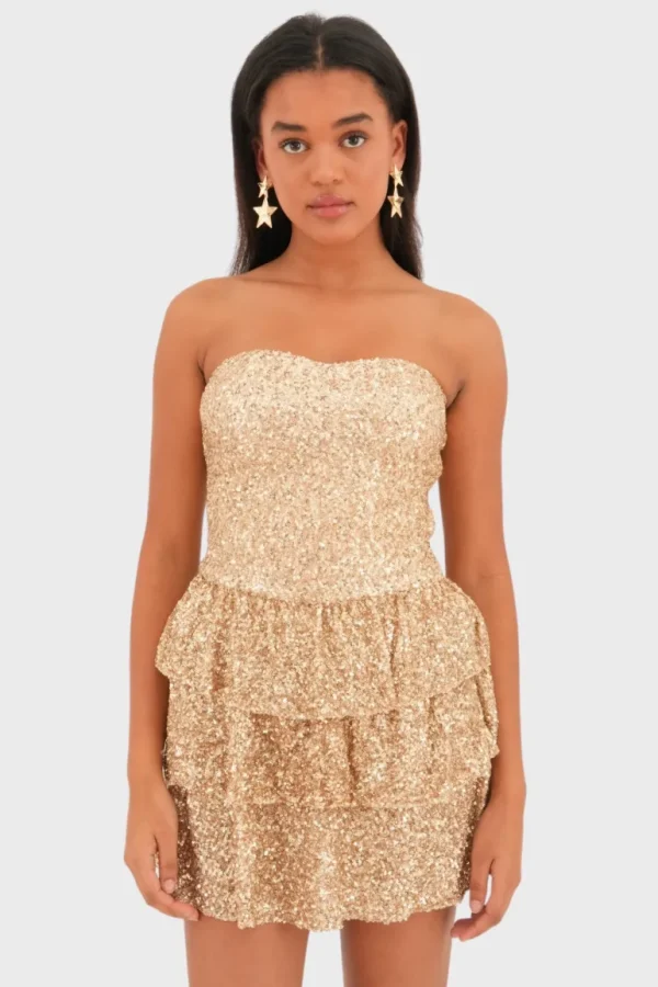 “Nightfall" dress gold