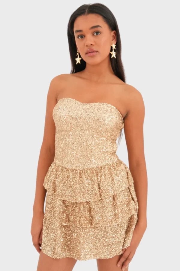 “Nightfall" dress gold