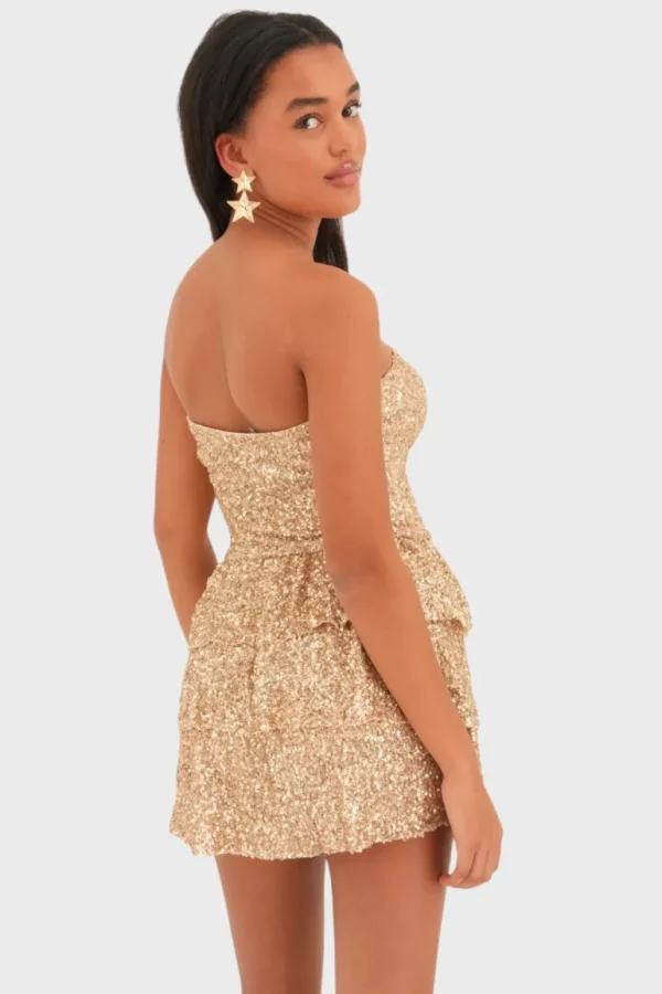 “Nightfall" dress gold