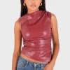 "Classy" leather top red