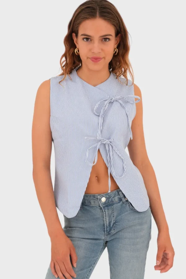 "Elle" top striped blue