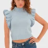 "Feline" top blue