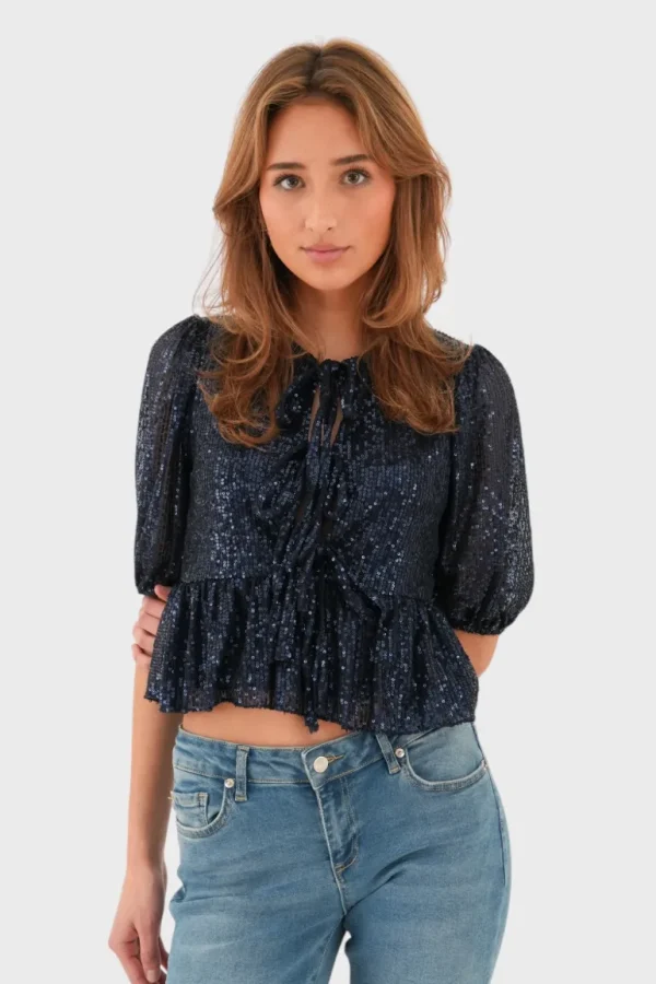 "Glitter" top navy