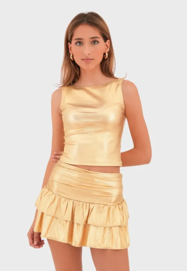 "Glitz" top gold