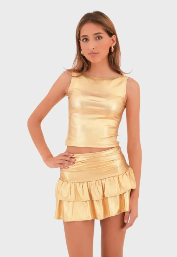 "Glitz" top gold