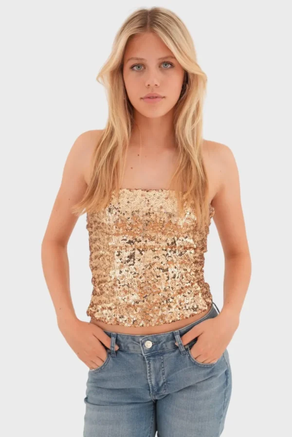 "Glow" tube top gold