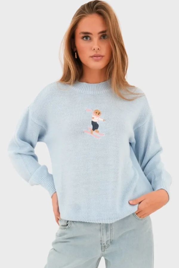 "Hit the slopes" sweater light blue