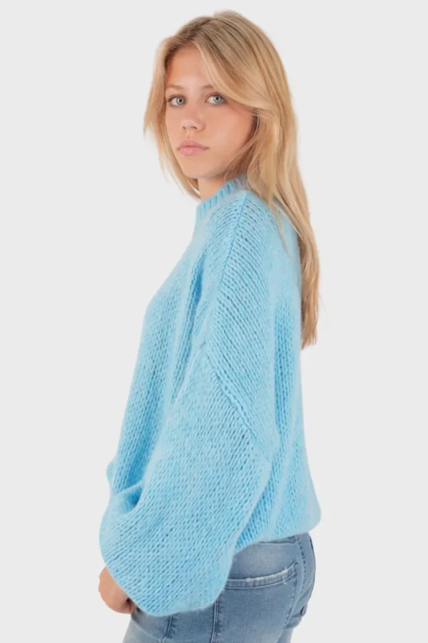 "Keep me warm" sweater blue