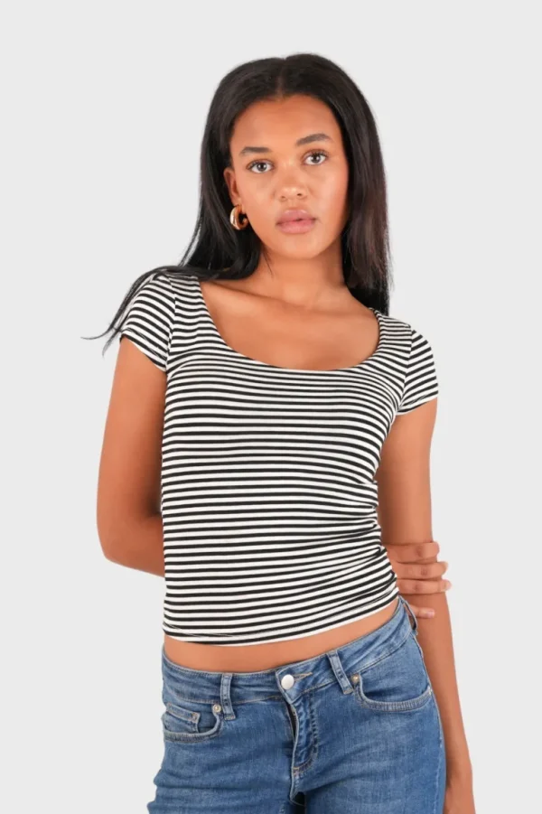 "Lola" top striped black