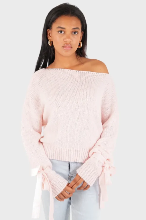 "One shoulder" sweater light pink