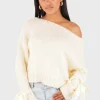 "One shoulder" sweater white