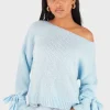 "One shoulder" sweater blue