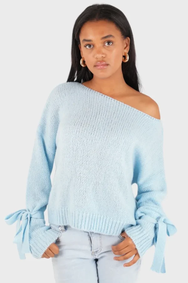 "One shoulder" sweater blue