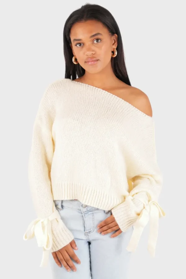 "One shoulder" sweater white