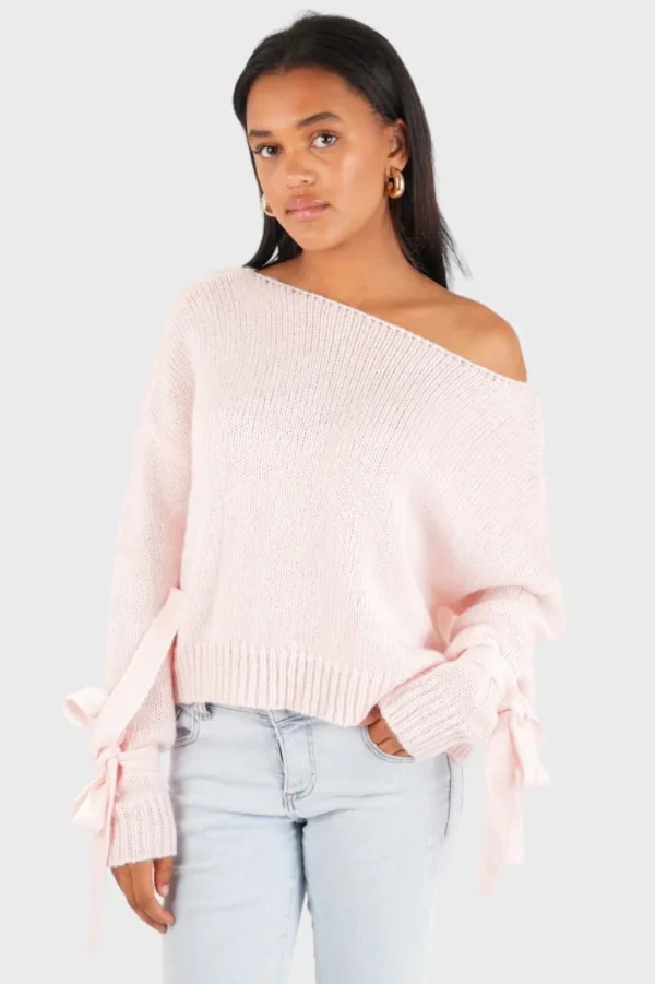 "One shoulder" sweater light pink