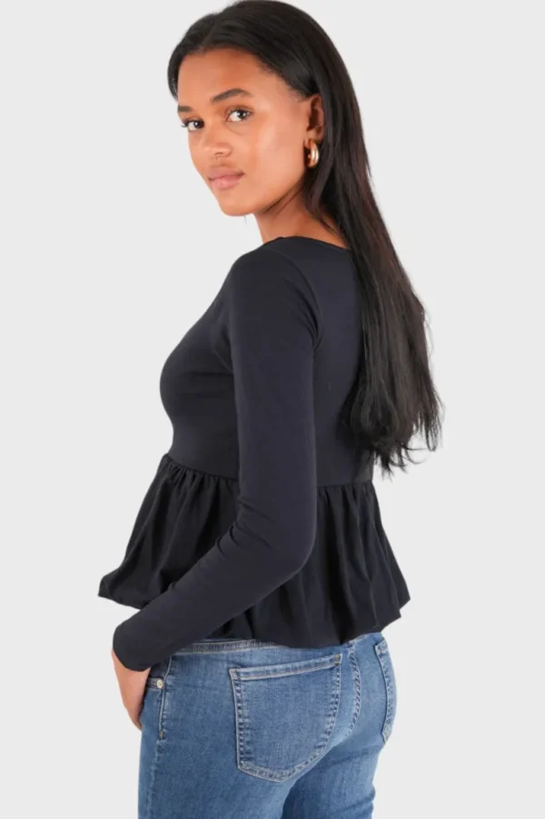 "Peplum" top navy