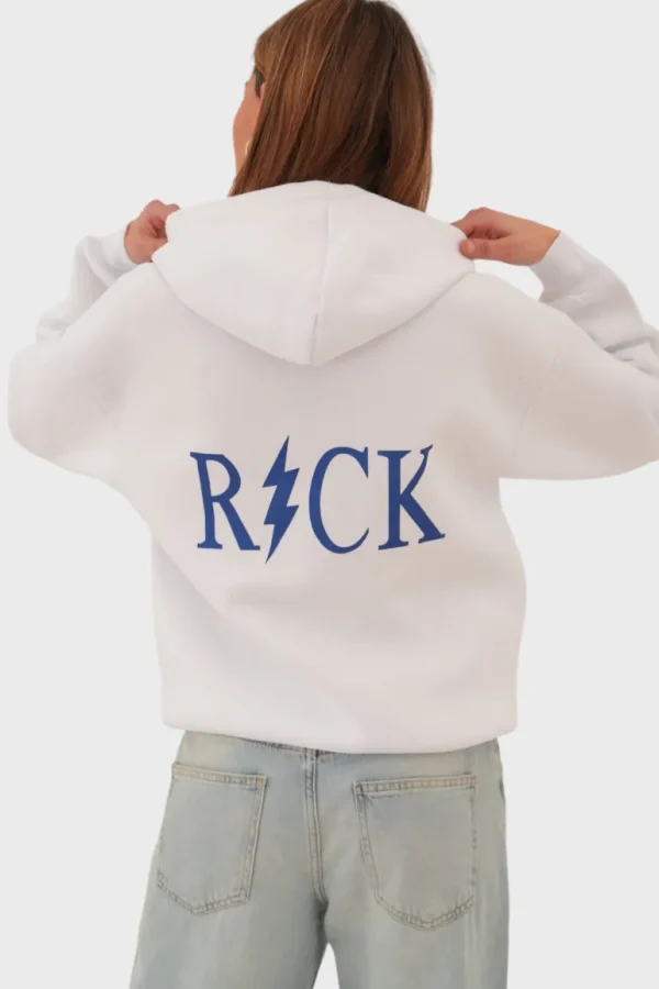 "Rock" hoodie white