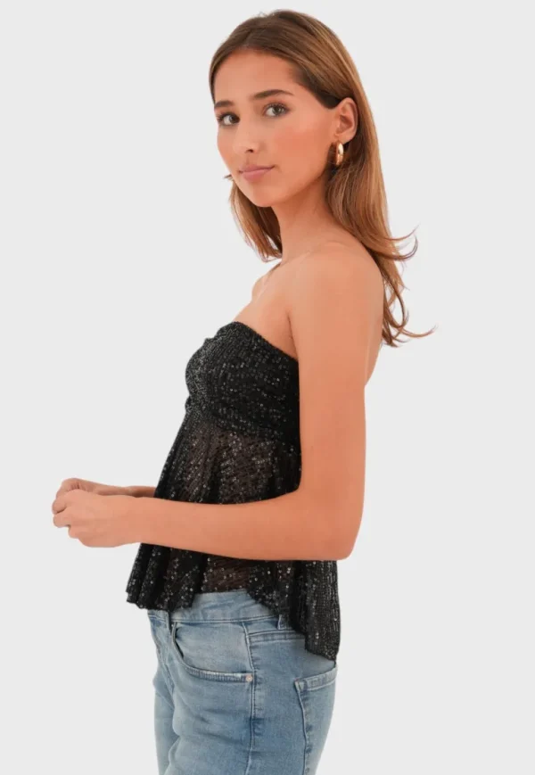 "Shimmer" top black