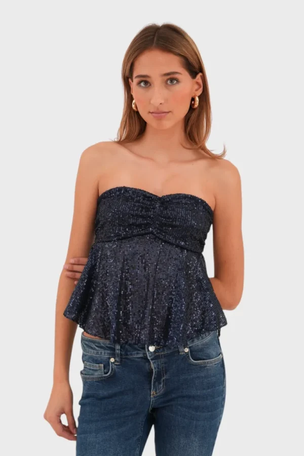 "Shimmer" top navy