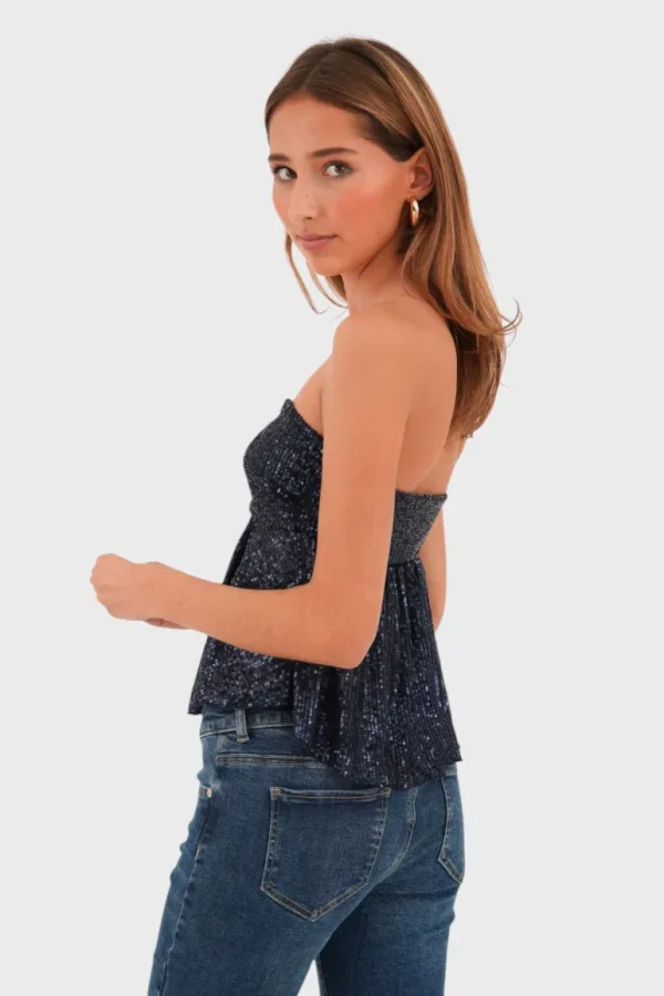 "Shimmer" top navy