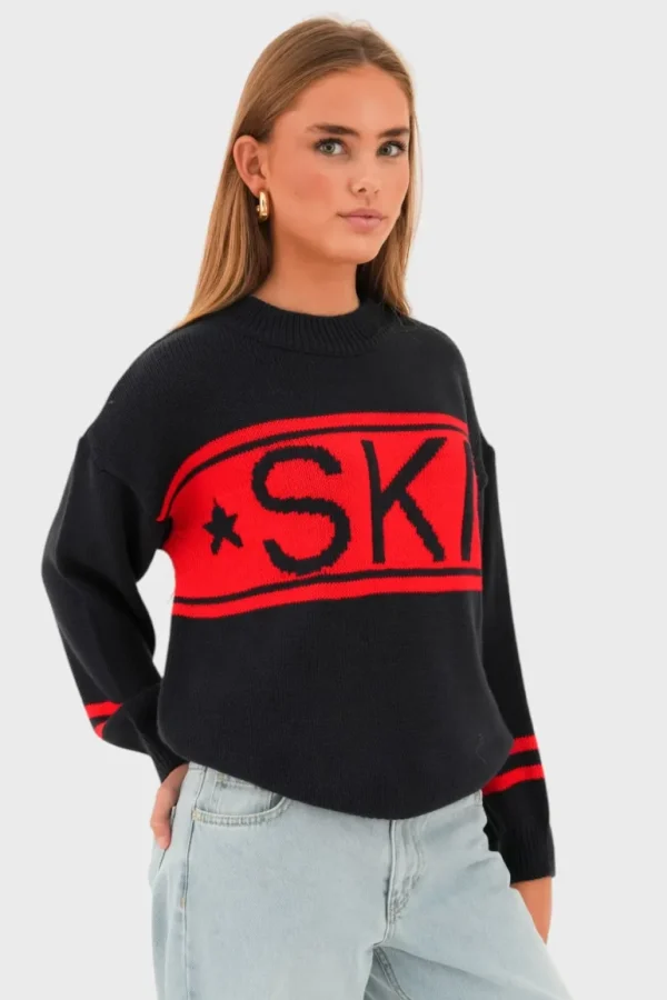 "Ski" sweater red