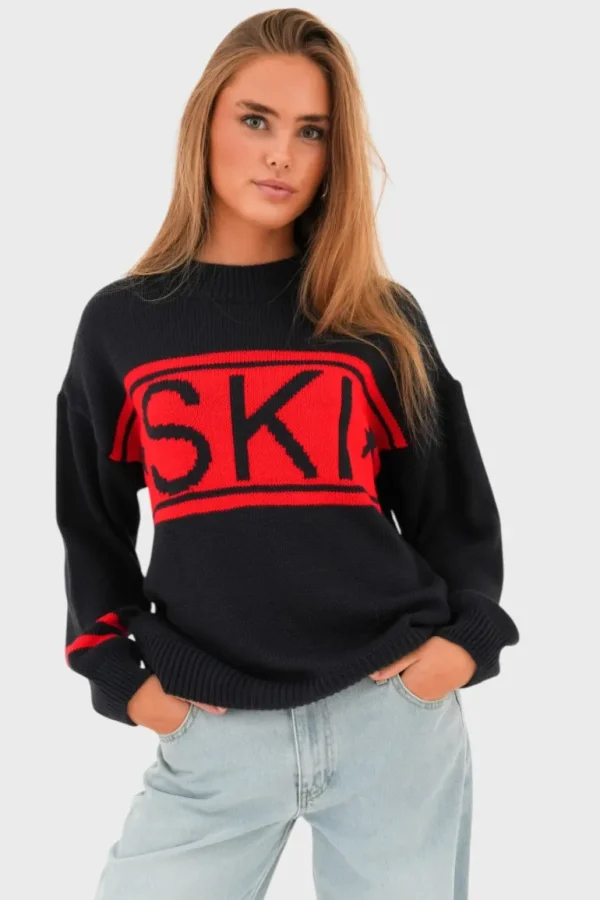 "Ski" sweater red