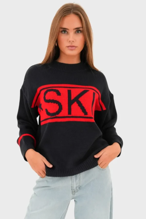 "Ski" sweater red