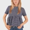 "Striped peplum" top navy