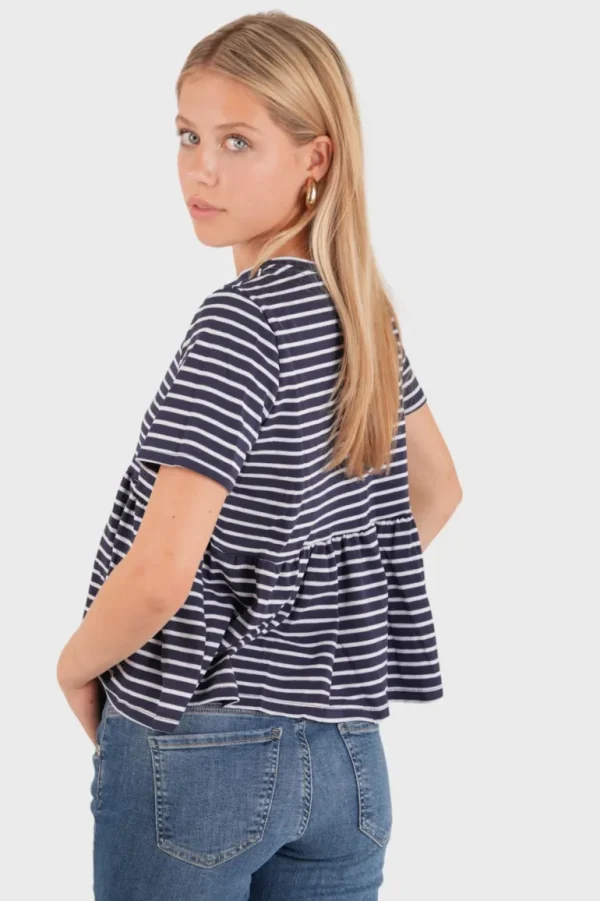 "Striped peplum" top navy