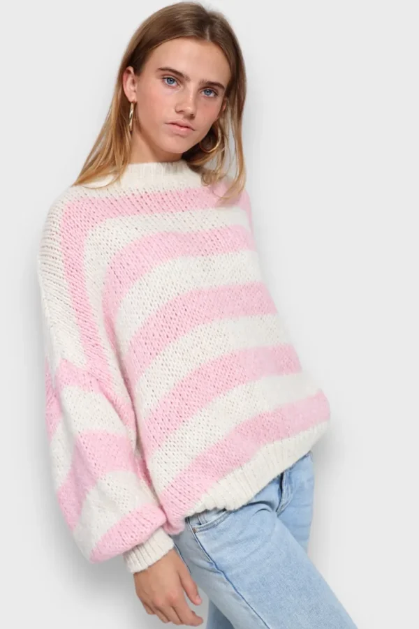 "Striped" sweater baby pink